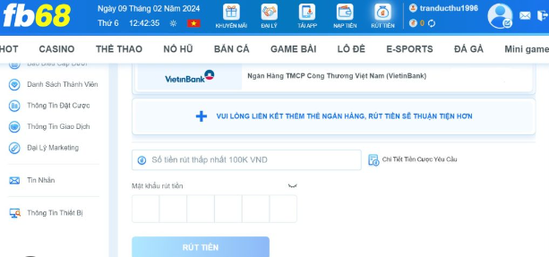 Hướng dẫn rút tiền nhanh chóng tại FB68