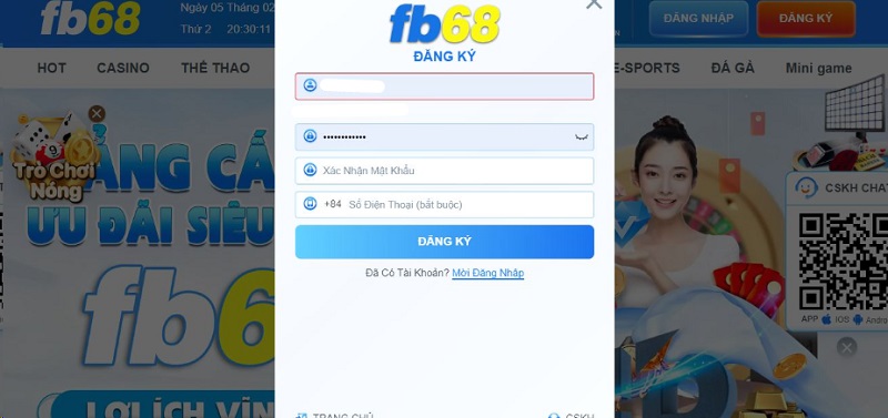 Đăng nhập vào trong website trực tuyến của sbobet Fb68