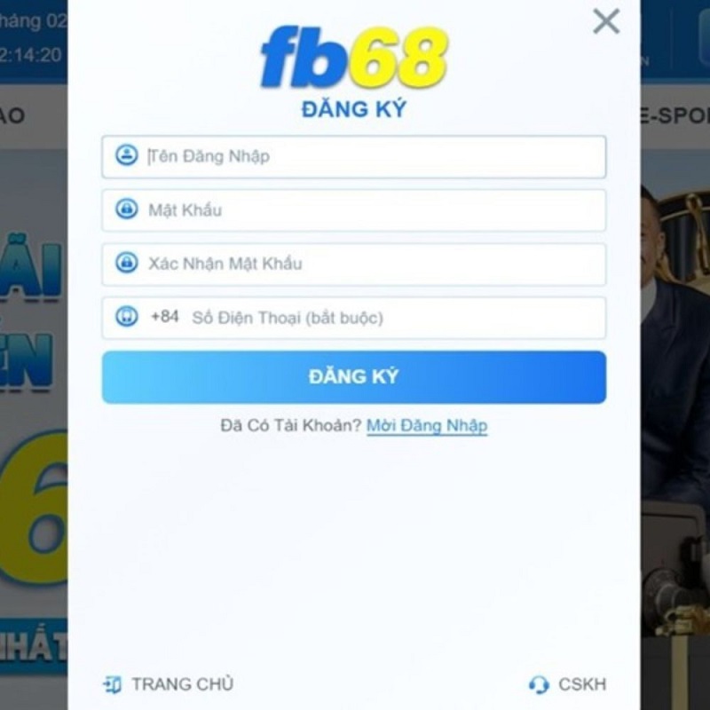 Đăng ký để tạo tài khoản và đăng nhập tài khoản Fb68
